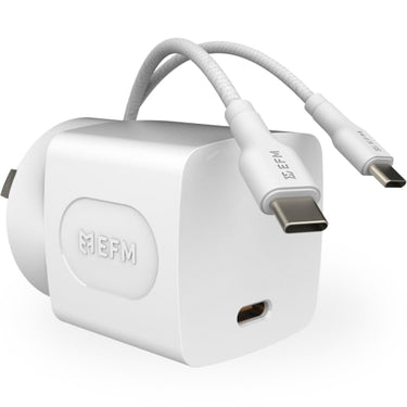 EFM 35W Wall Charger with 1.2M Type-C Braided Type-C Cable - White